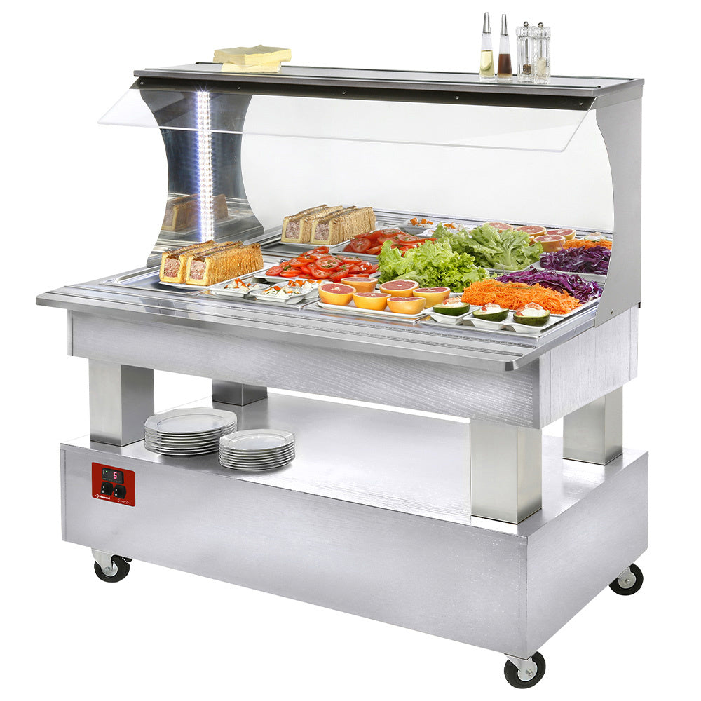 Buffet - Vægplaceret køl 4x GN1/1-150 (hvidt træ)