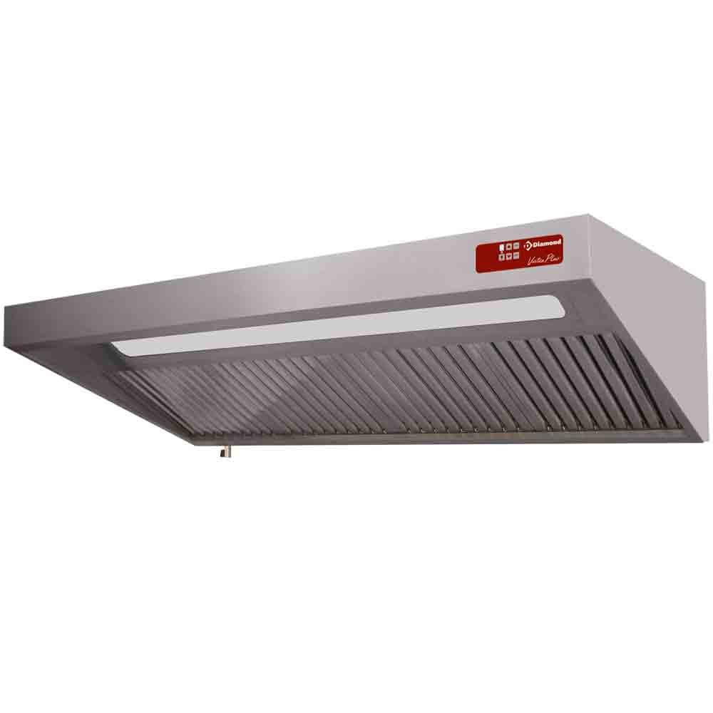 Emhætte, (8/9T-2500 M3/t) 120 Pa, belysning, variator, 4x filtre