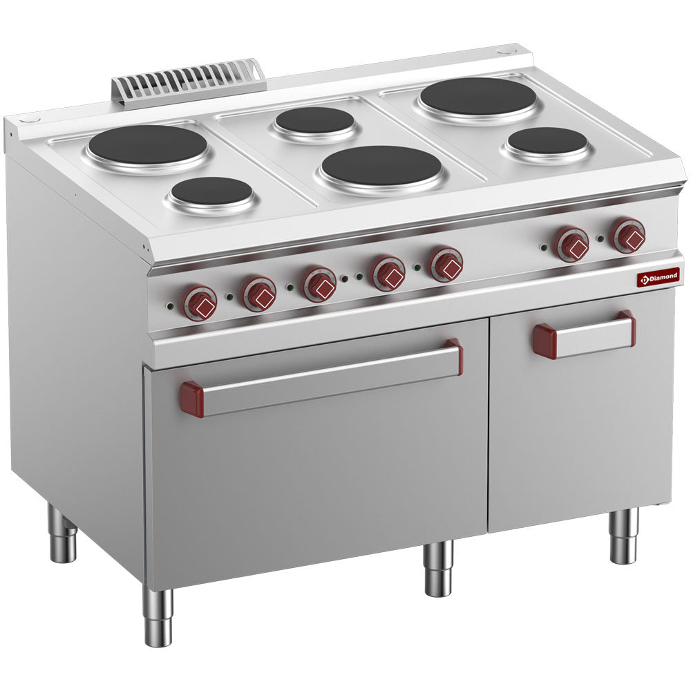 Kogeplader x 6, elektrisk ovn GN 2/1 og grill og neutralt skab GN 1/1