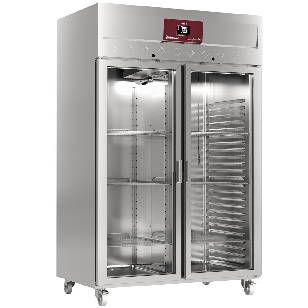 Køleskab 1400 liter 2 glaslåger GN 2/1, på hjul