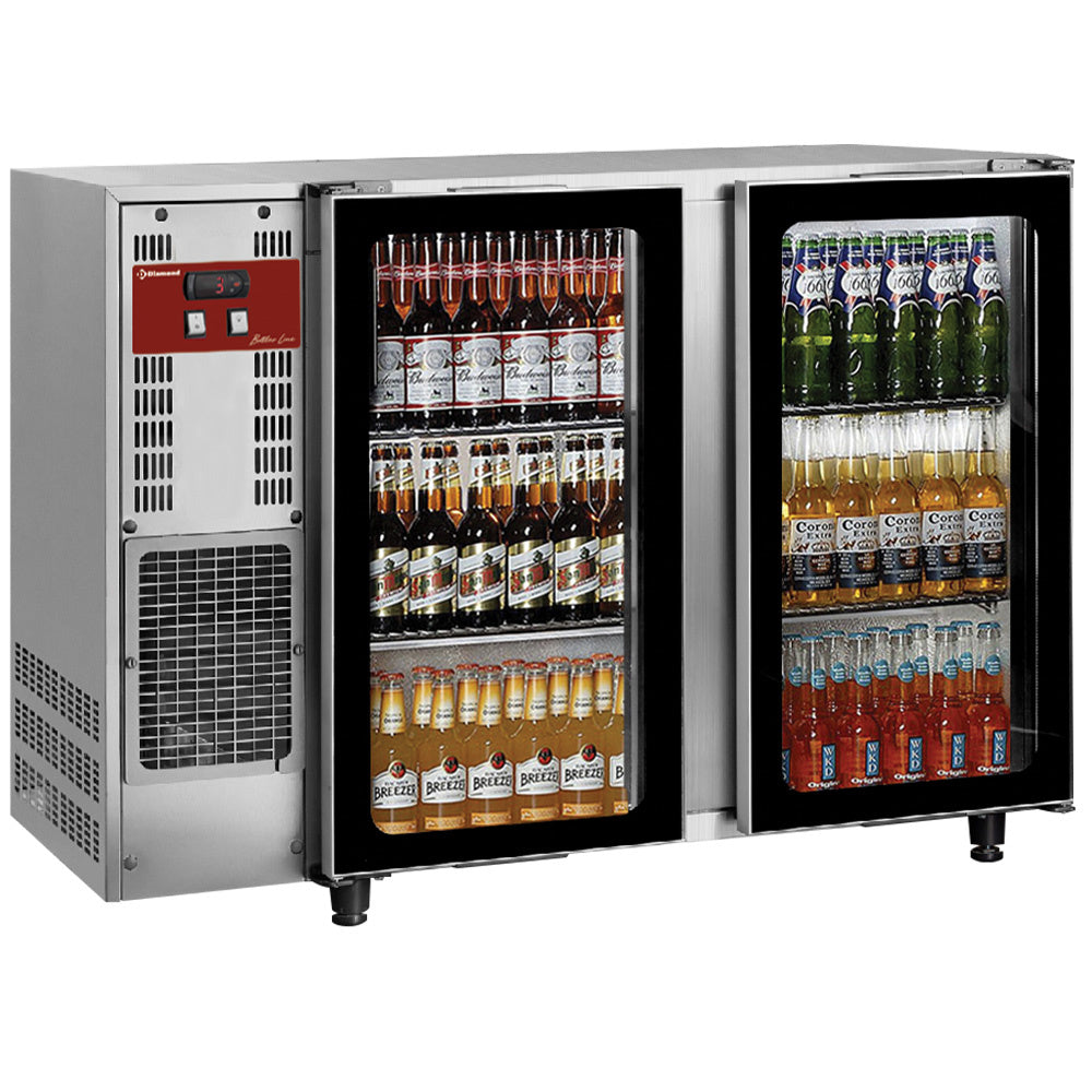 Backbar, rustfrit stål, 2 glaslåger, 375 liter