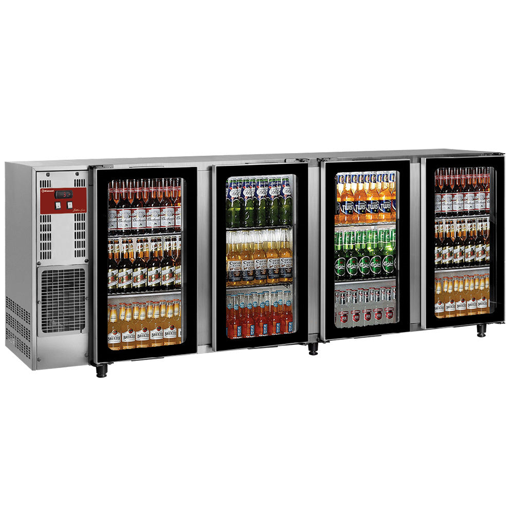 Backbar, rustfrit stål, 4 glasdøre, 783 liter