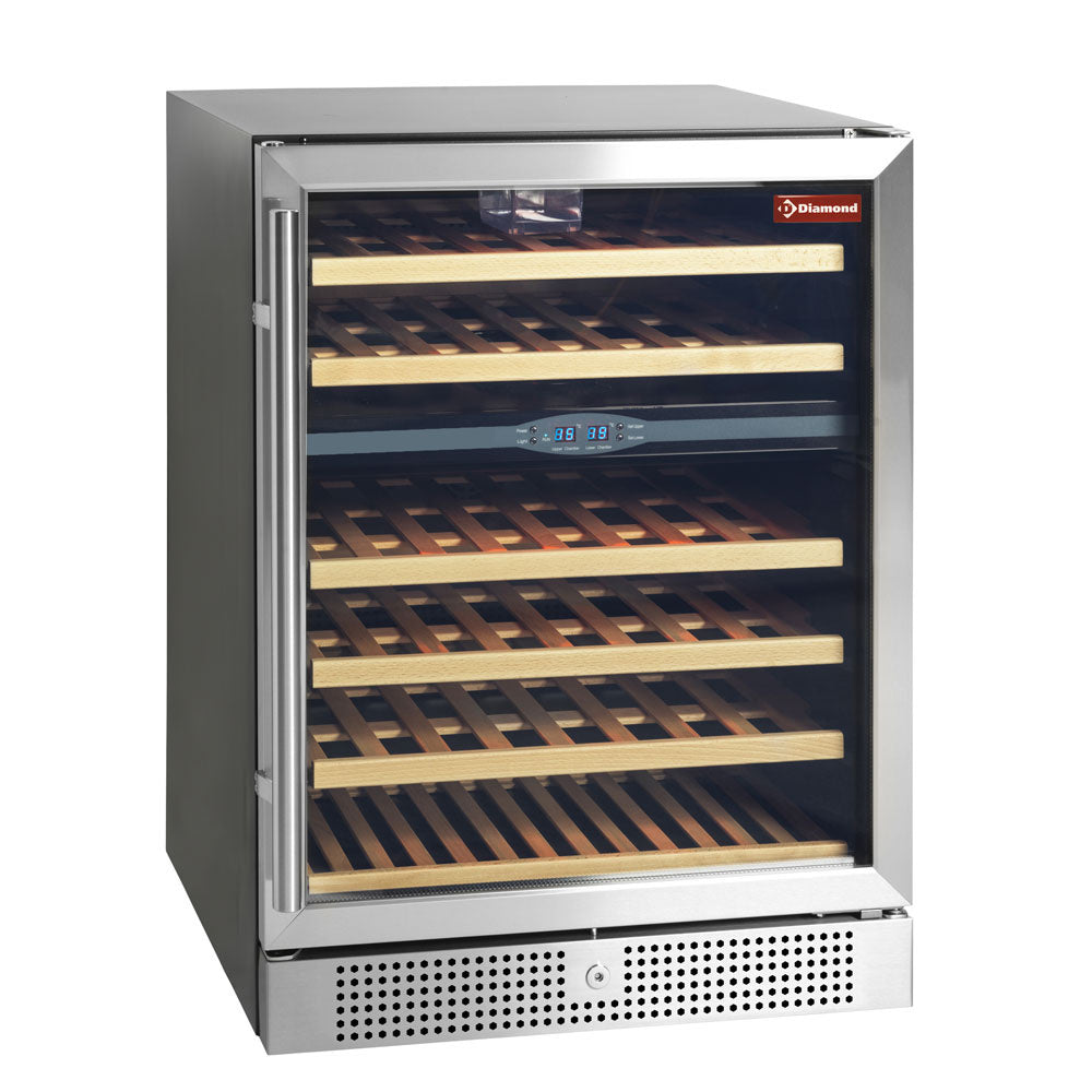 Vinkøleskab, ventileret, 160 liter, 2 T°, SORT
