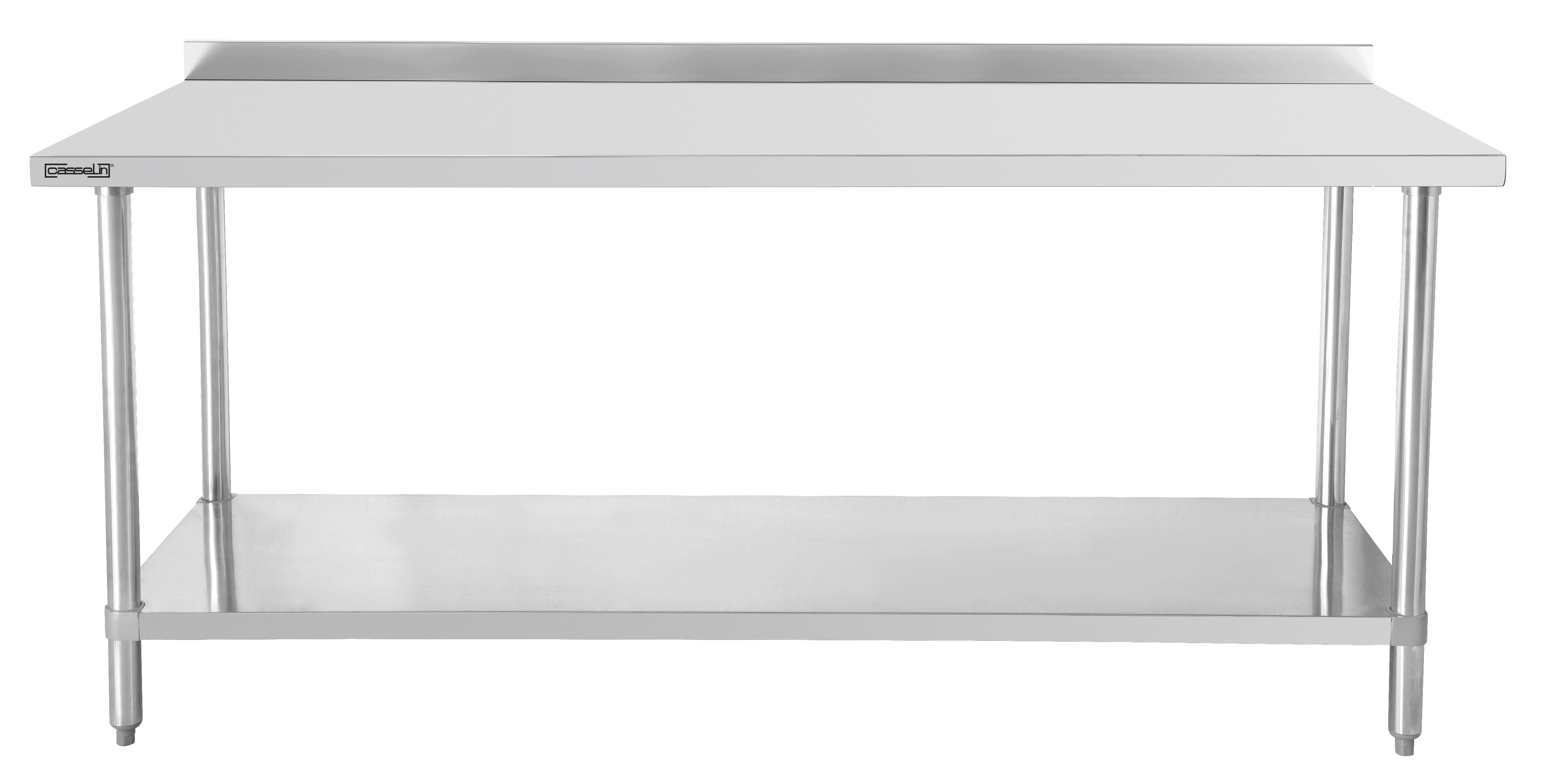 Arbejdsbord rustfrit stål 600 med bagplade og hylde 1000 mm