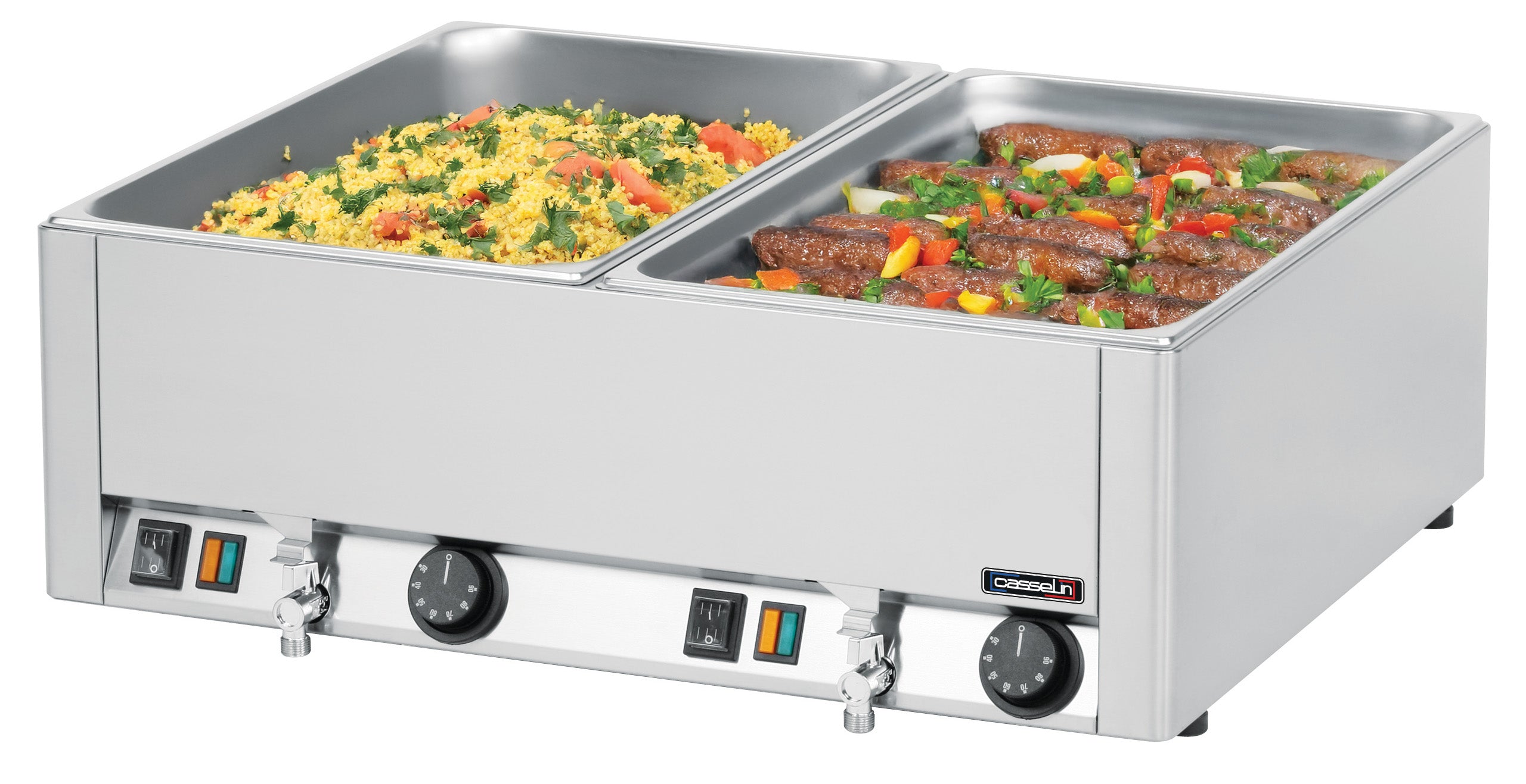 Dobbelt bain-marie GN 1/1 med 2 afløbshaner