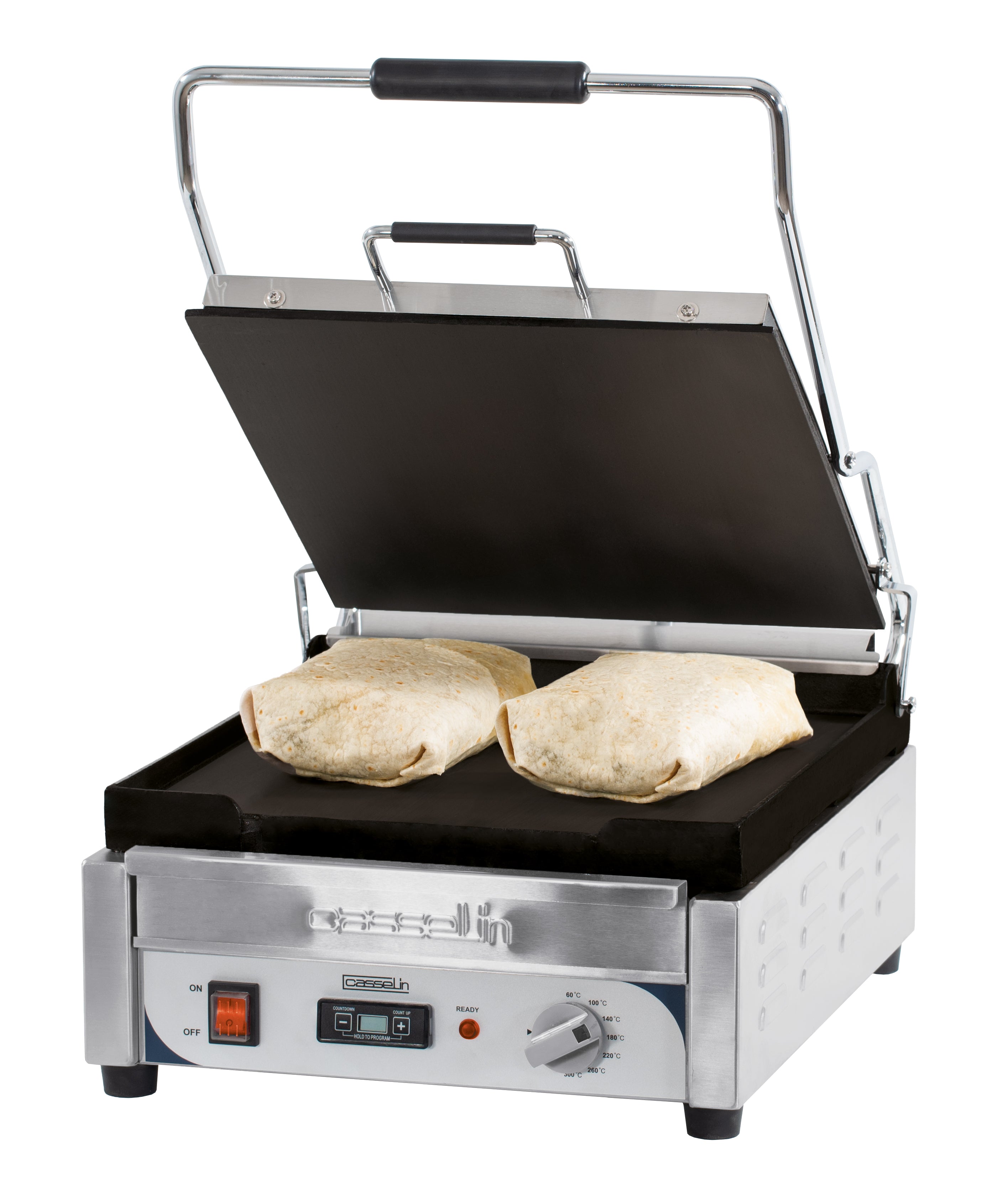 Kontaktgrill premium glat - glat med timer - XL