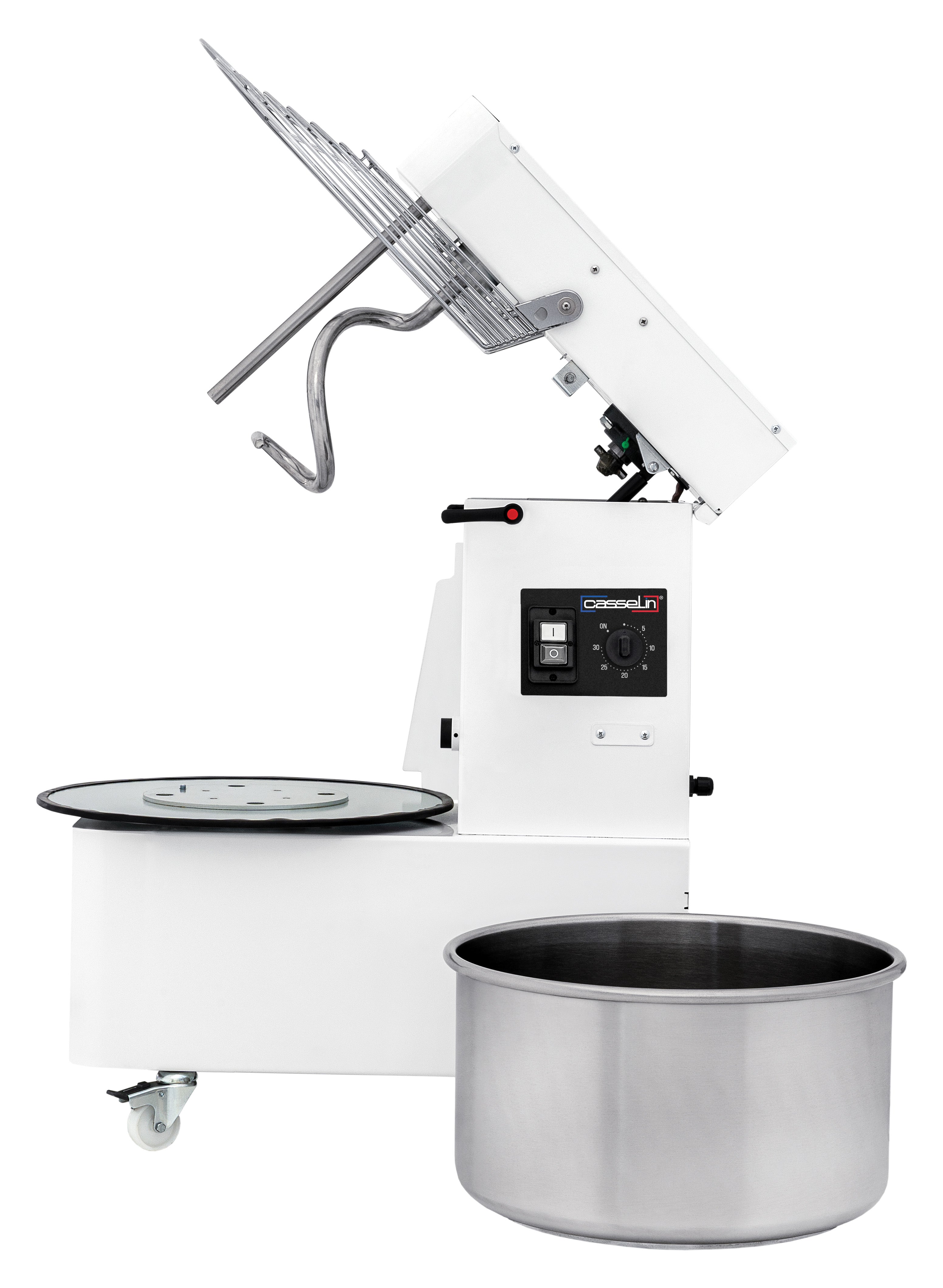 Spiralmixer med løftbart hoved og aftagelig skål 2 hastigheder 12 kg