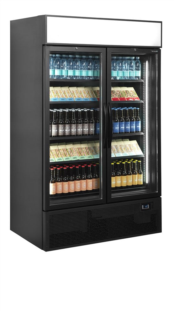 Sort 2-dørs displaykøler med lystop - 796 liter - FSC1000H BLACK