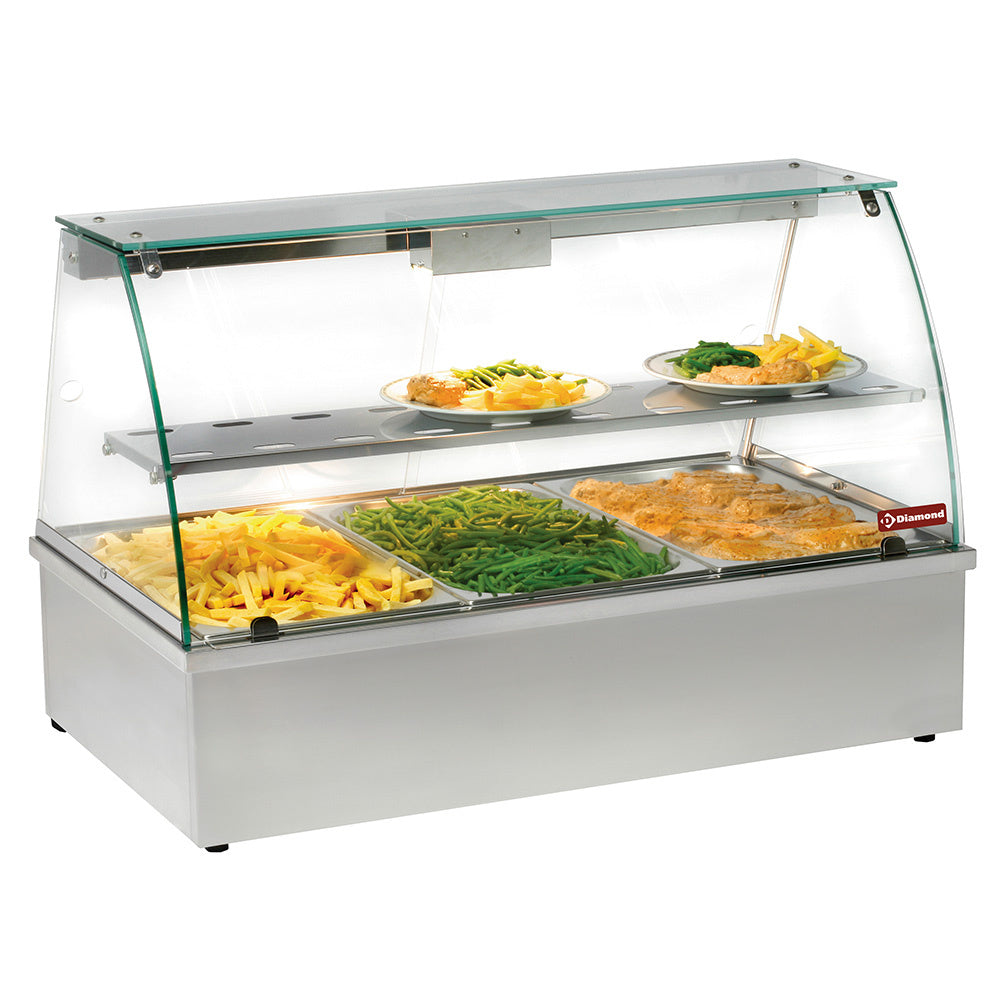 Varmt vitrineskab, bain-marie 3 GN 1/1, panorama