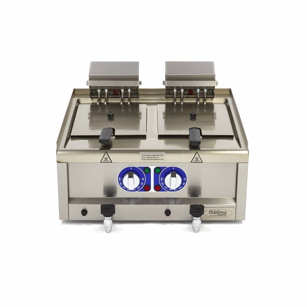 Friture - 2 x 10L - 2 kurve - med aftapningshane - 400V