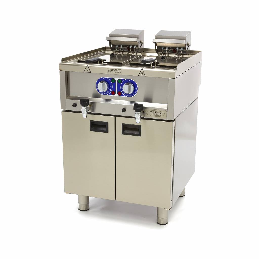Friture - 2 x 10L - 2 kurve - med aftapningshane - 400V