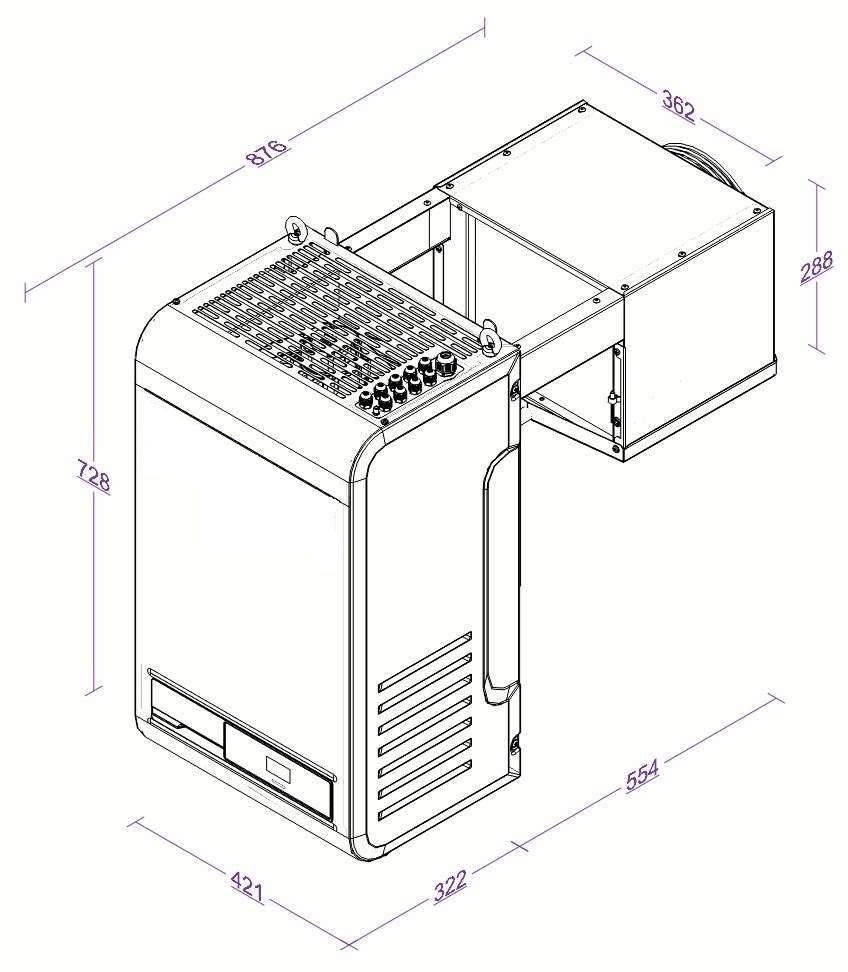 Køleenhed op til kølerum 10 m³ - Temperatur -5 ° +10 ° grader