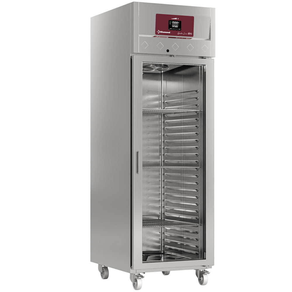 Køleskab 700 liter, 1 glasdør (GN 2/1), på hjul