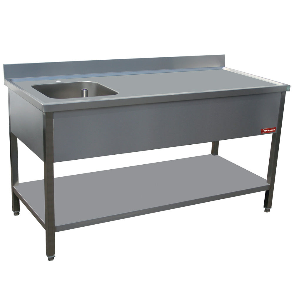 Stålbord 1 vask venstre 400X400XH275