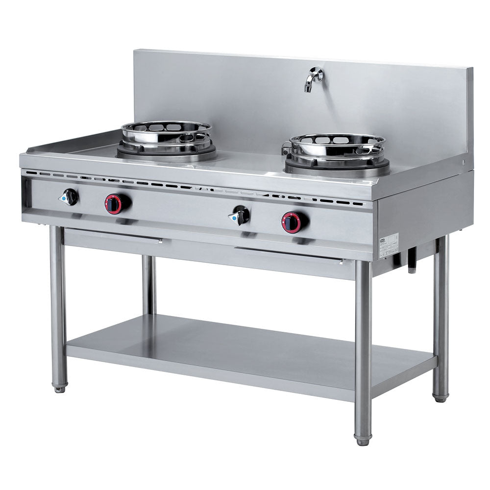 Gas wok-komfur, 2 blus (13 kW)