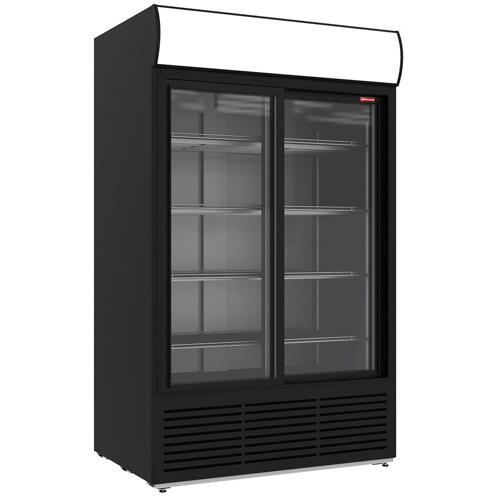 Displaykøleskab  1230 liter, lysboks, 2 skydedøre - SORT