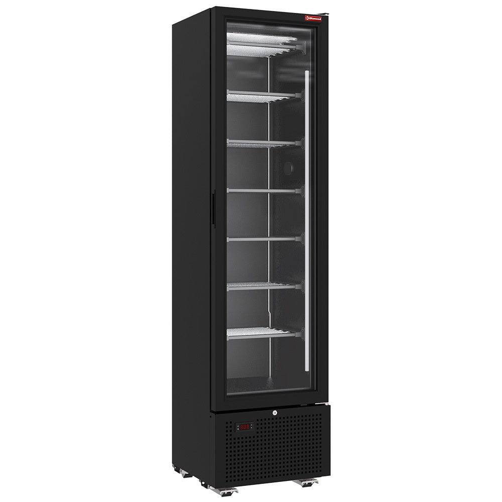 Displayfryseskab   221 liter - 7 faste niveauer - SORT