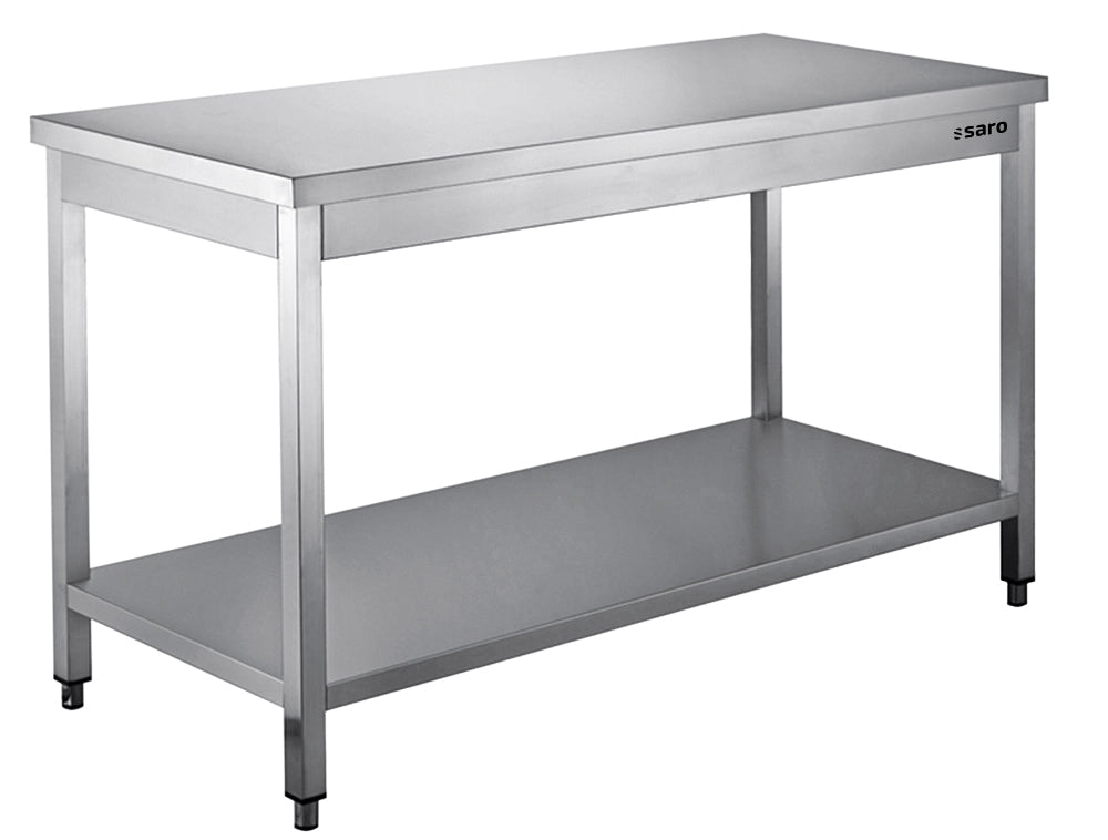 SARO Bord i rustfrit stål, adskilt, med underhylde - 700 mm dybde, 1000 mm