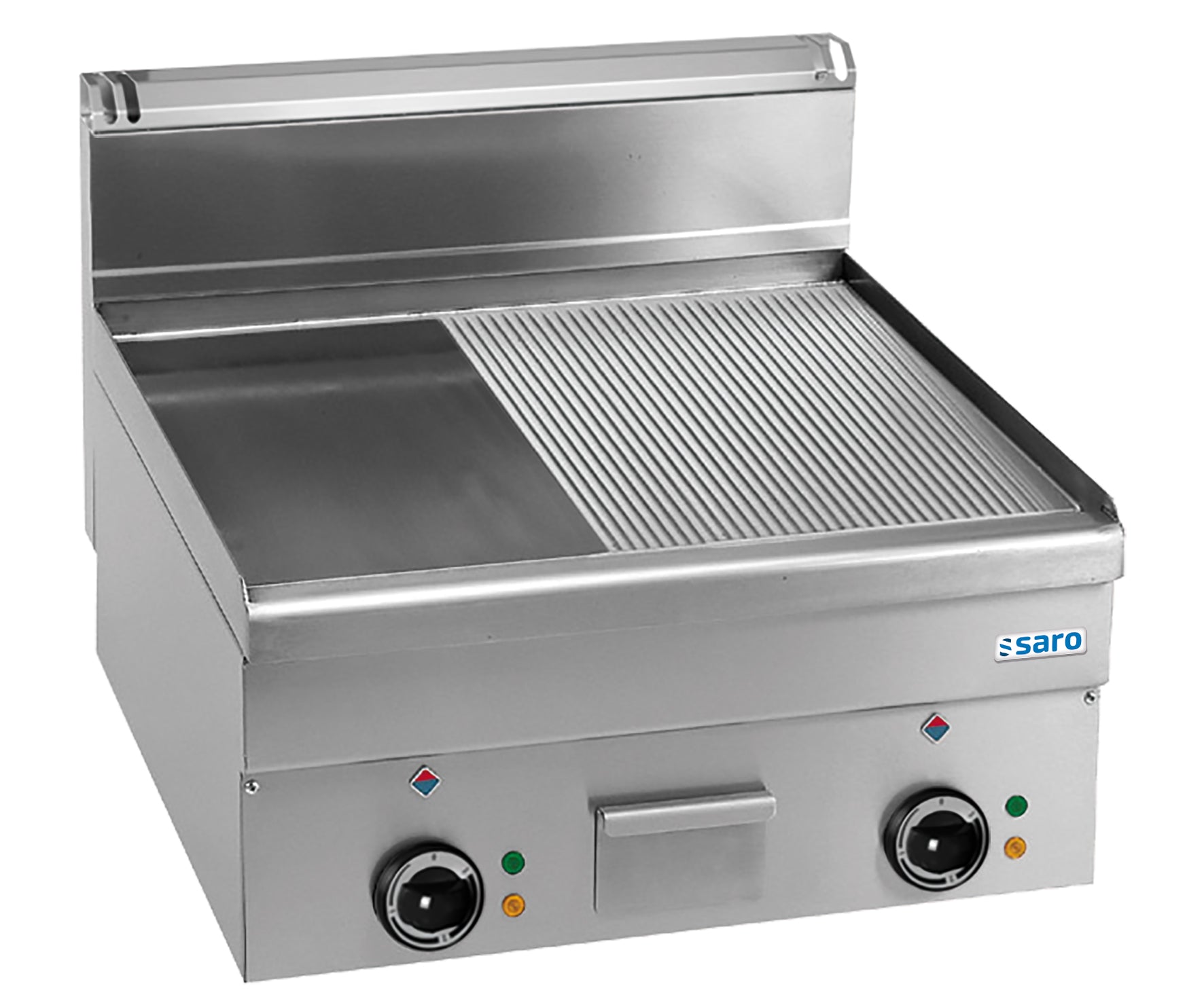 SARO Elektrisk Grillplade 1/2 Glat 1/2 Ribbet 600x600 model EFT66LR