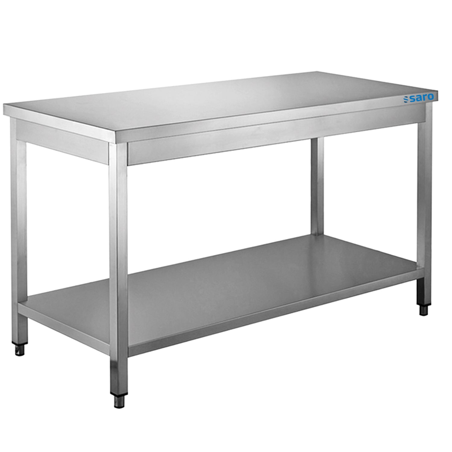 SARO Bord i rustfrit stål, med underhylde - 600 mm dybde, 1200 mm