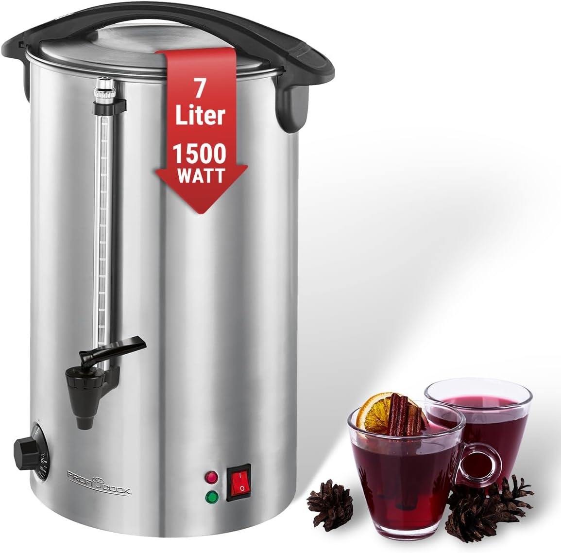 Gløggkomfur / varmtvandsdispenser - 7 liter