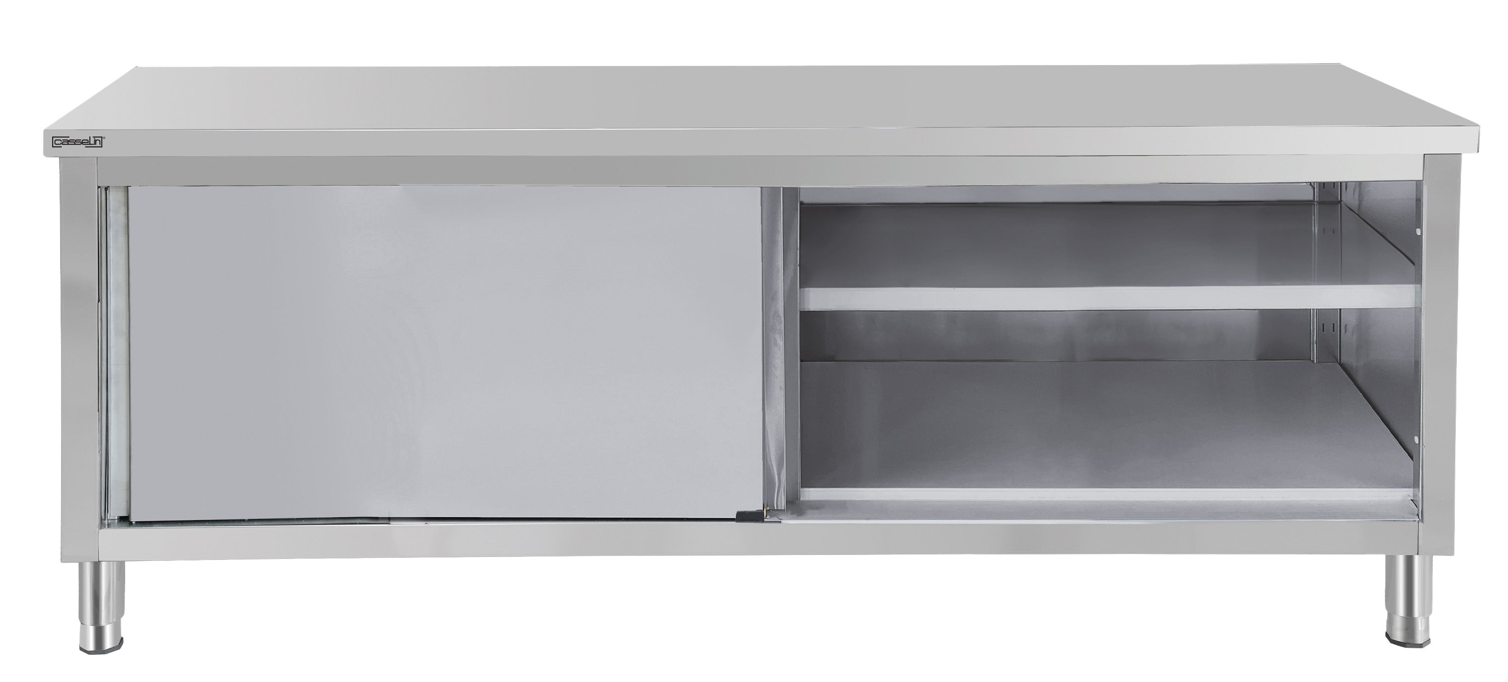 Arbejdsbord rustfrit stål 700 med skydedøre 1400 mm