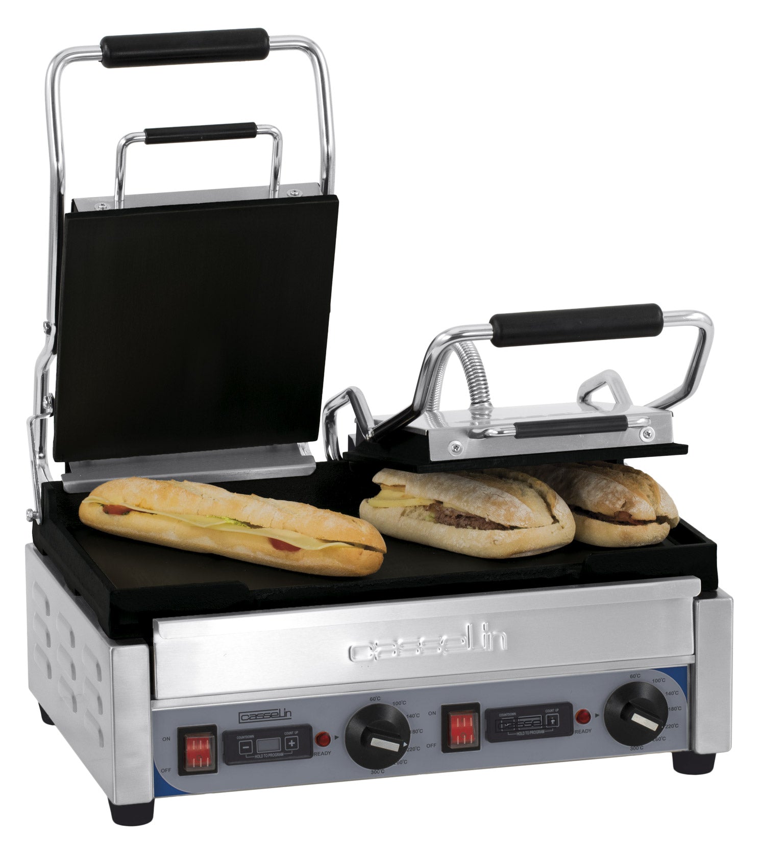 Dobbeltkontaktgrill Premium glat - glat med timer