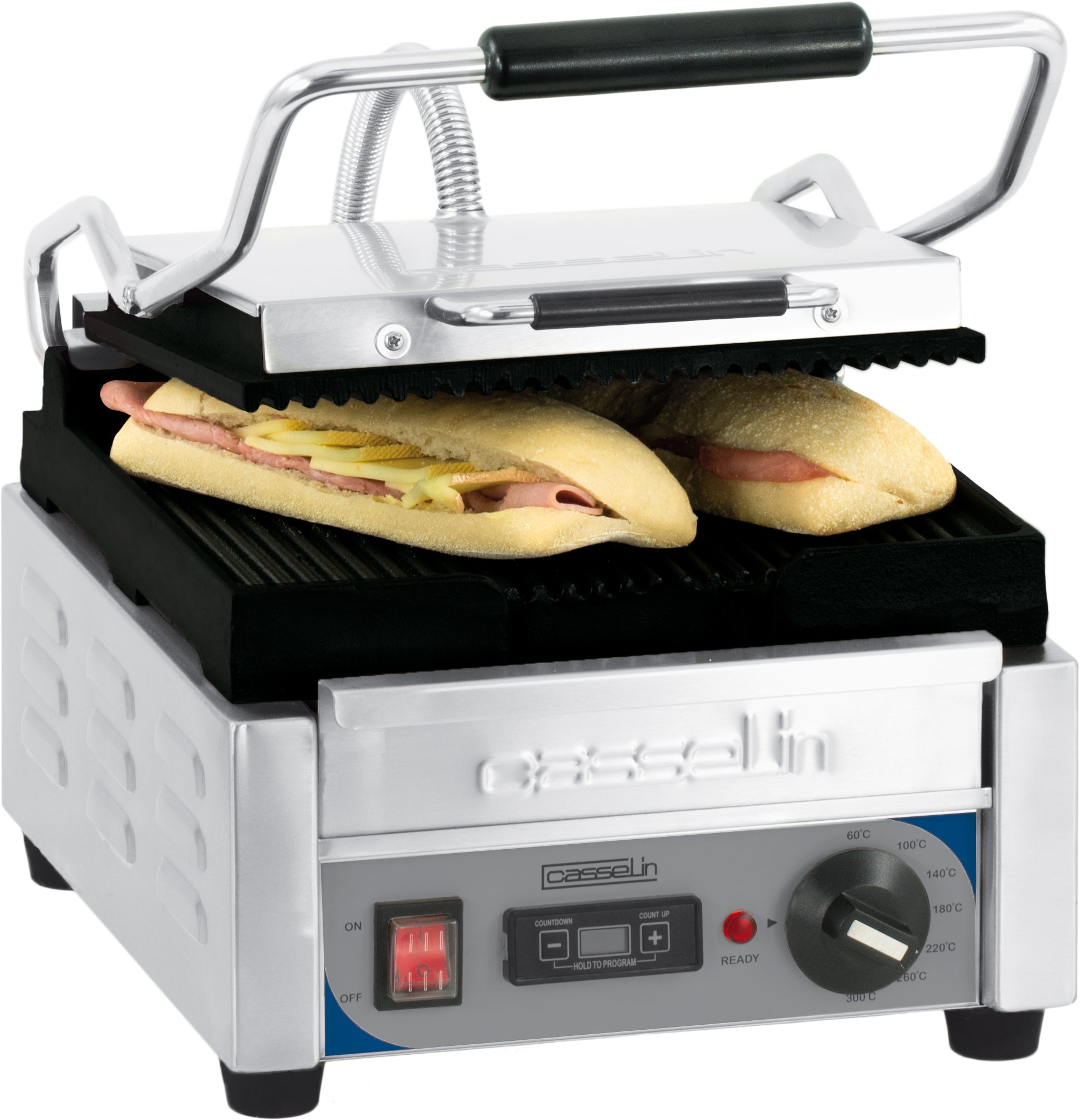 Kontaktgrill Premium lille rillet - rillet med timer
