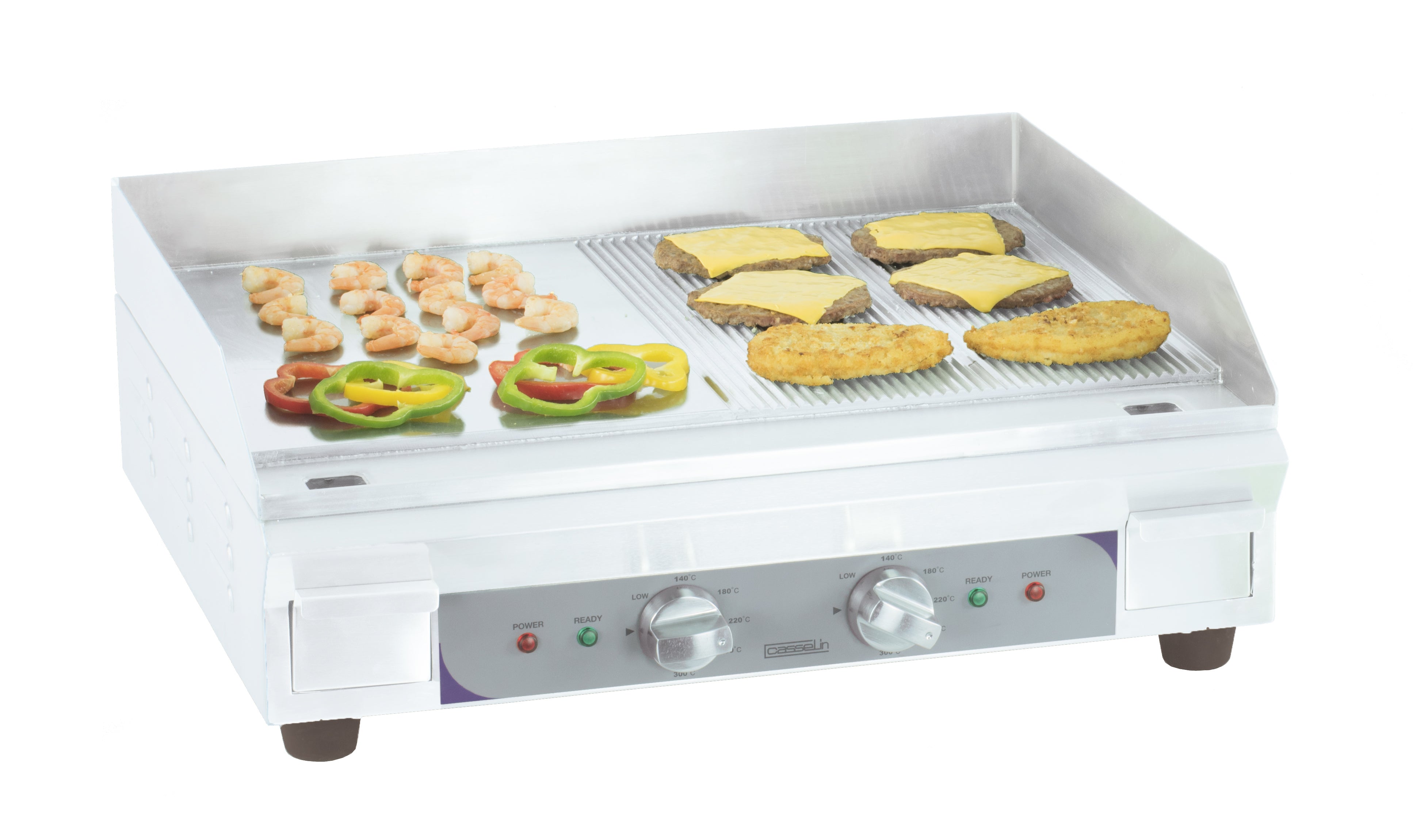 Elektrisk bageplade glat - rillet plade Premium