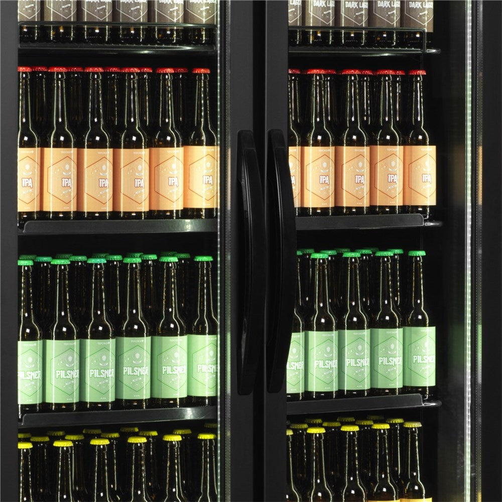 Sort 2-dørs displaykøler med lystop - 707 liter - FSC890H BLACK