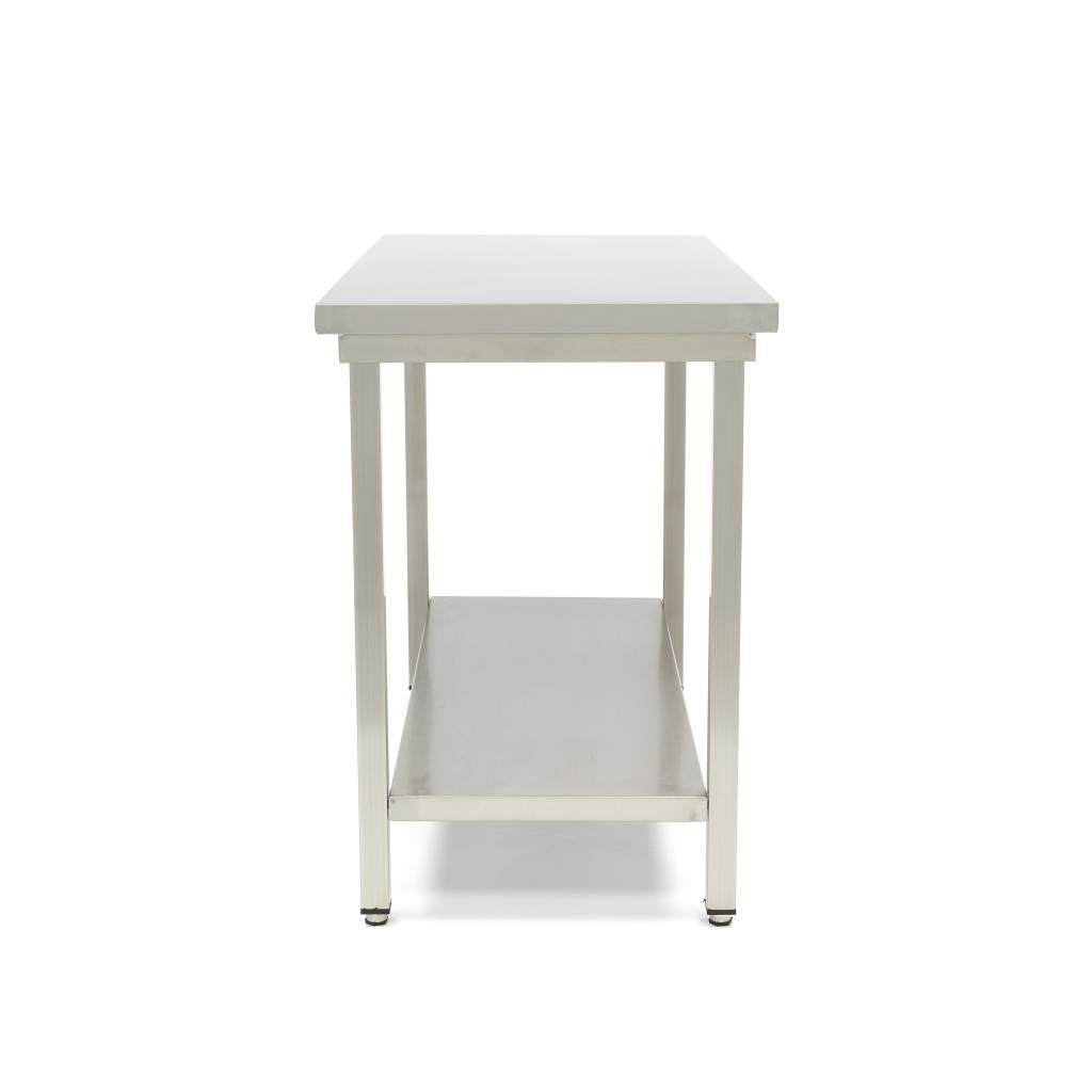 Bord i rustfrit stål - 80 x 60 cm - Justerbar højde - med opbevaringshylde