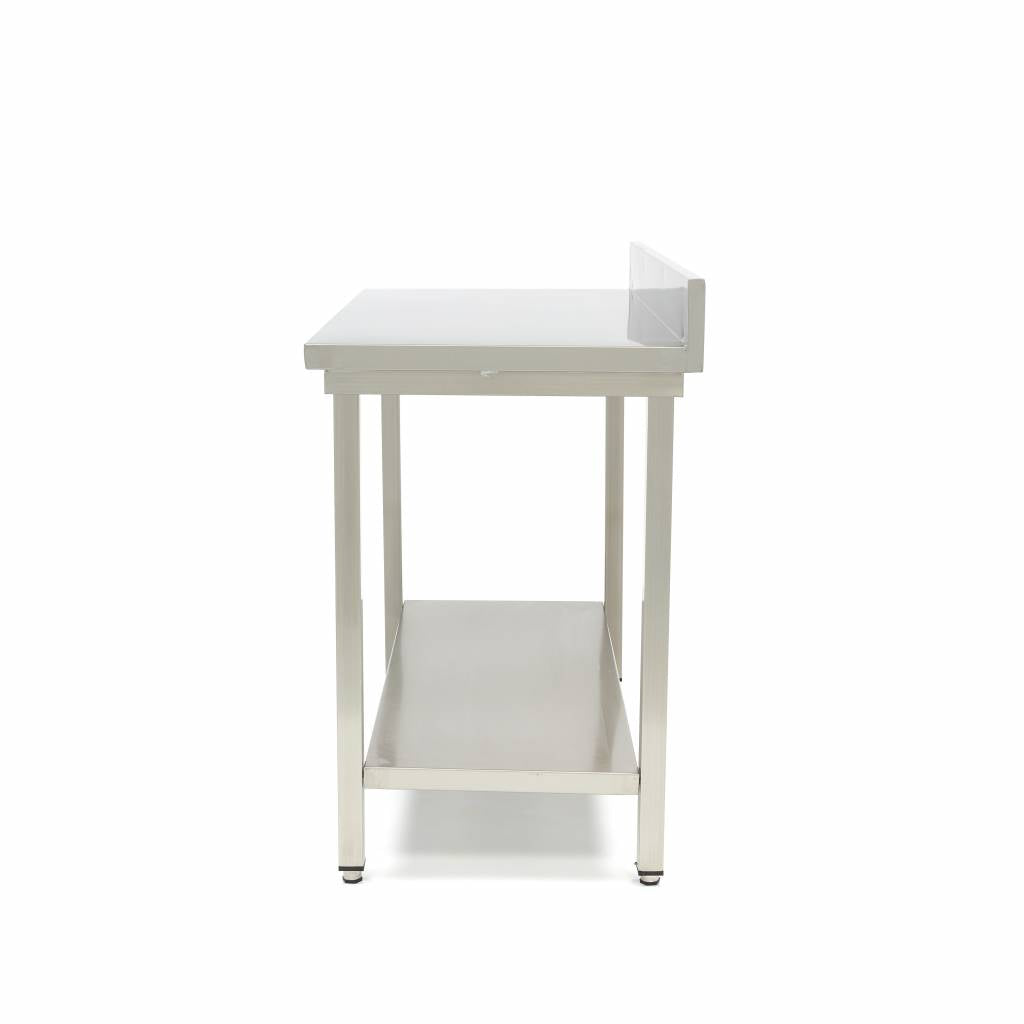 Bord i rustfrit stål - 80 x 70 cm - Justerbar højde - med bagplade