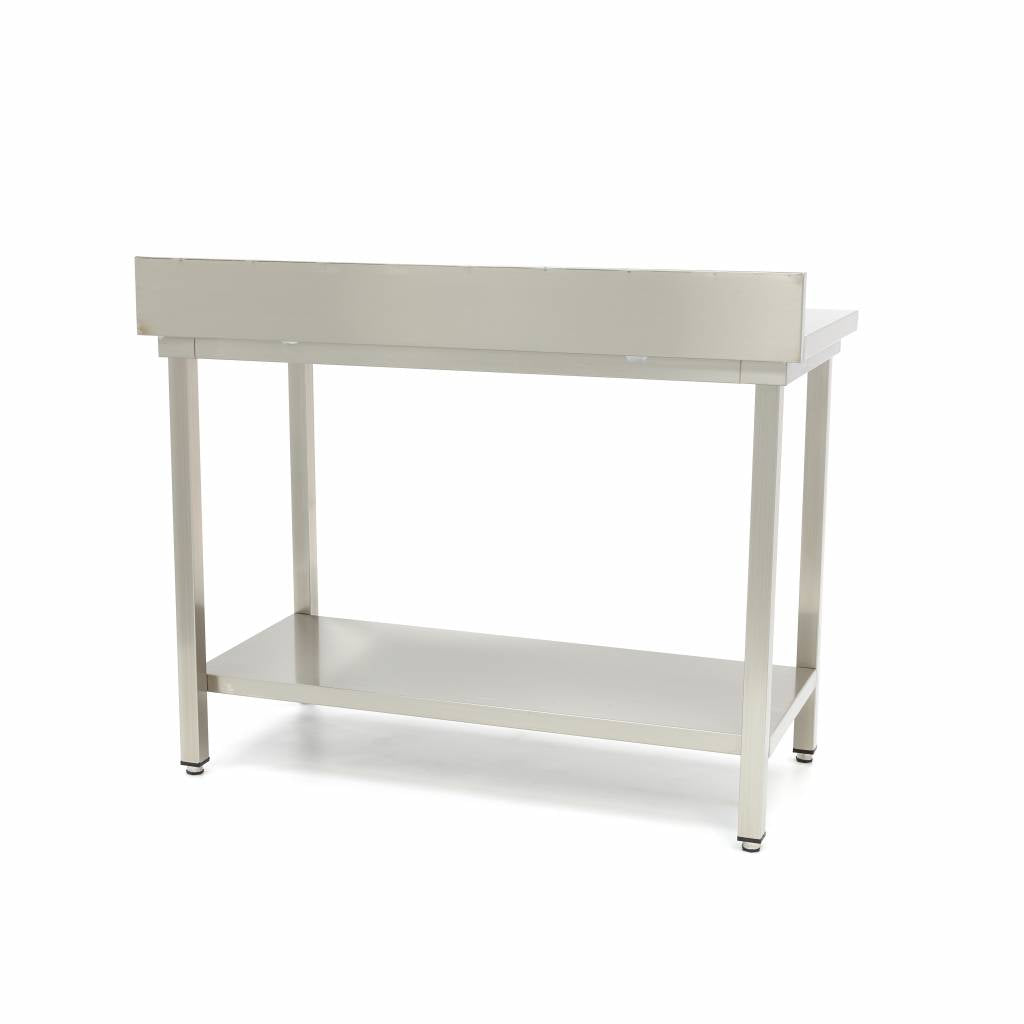 Bord i rustfrit stål - 200 x 70 cm - Justerbar højde - med bagplade