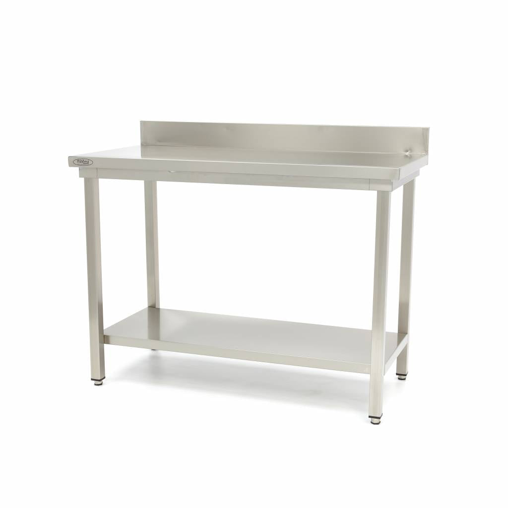 Bord i rustfrit stål - 80 x 70 cm - Justerbar højde - med bagplade