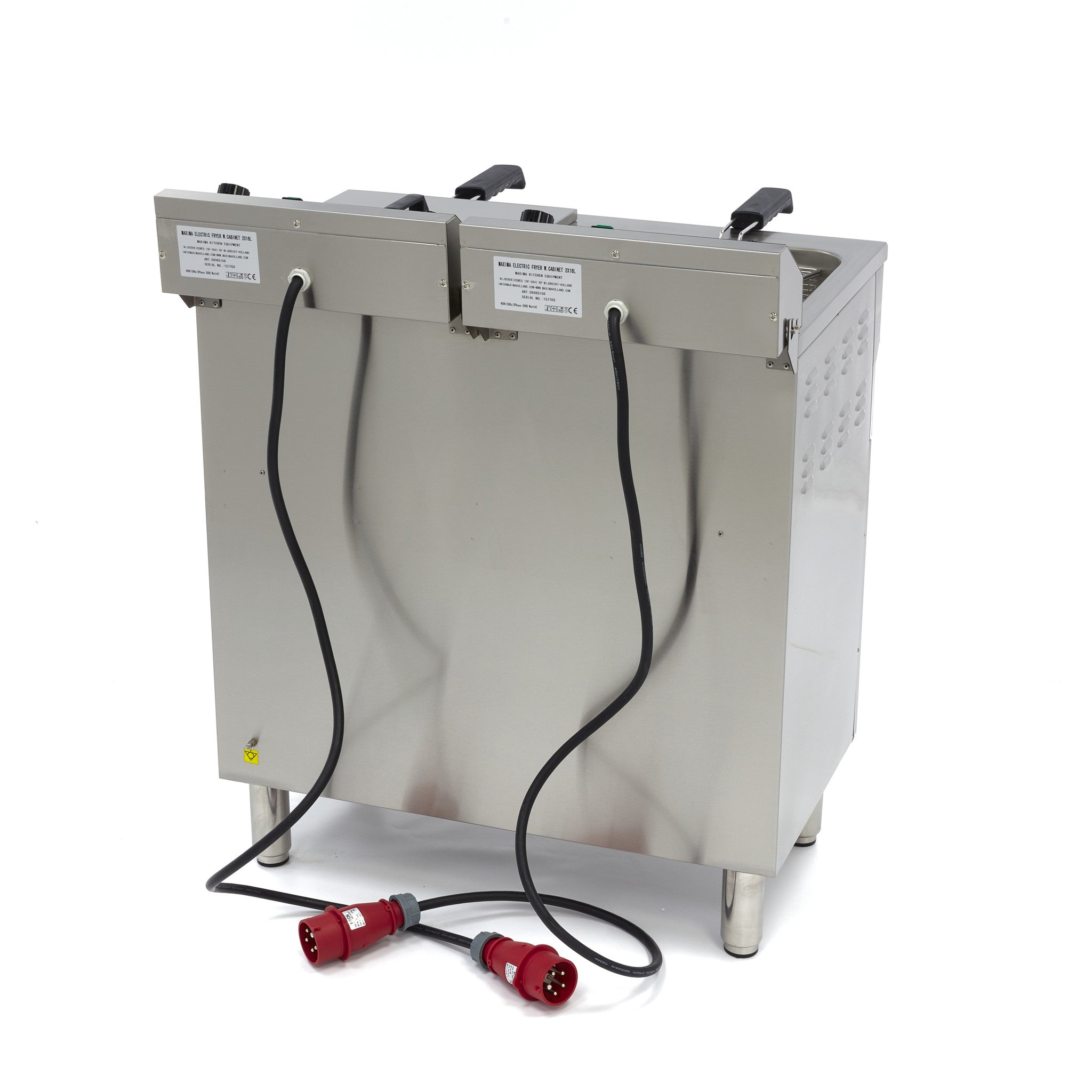 Friture - 2 x 16 Liter - 2 kurve - med aftapningshane og stativ (230 volt)