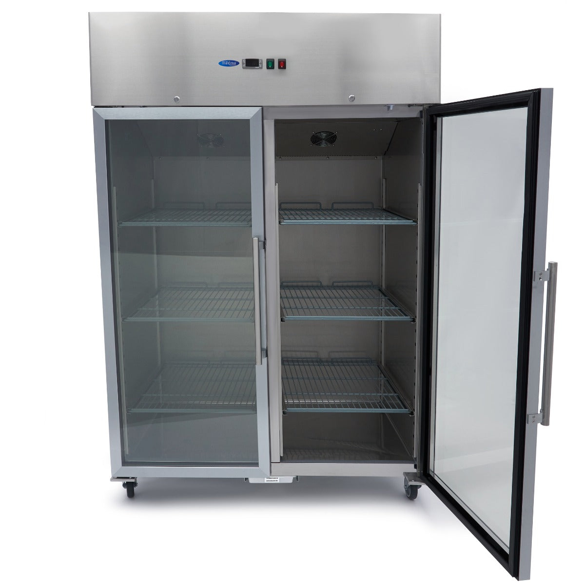 Fryser - 1400L - 6 justerbare hylder (2/1 GN) - Rustfrit stål - med glasdøre