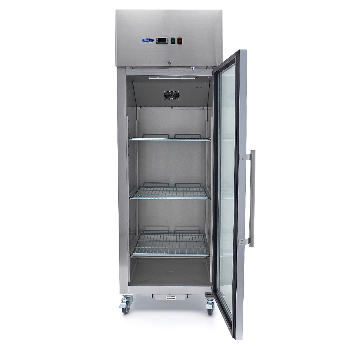Fryser - 700L - 3 justerbare hylder (2/1 GN) - Rustfrit stål - med glasdør
