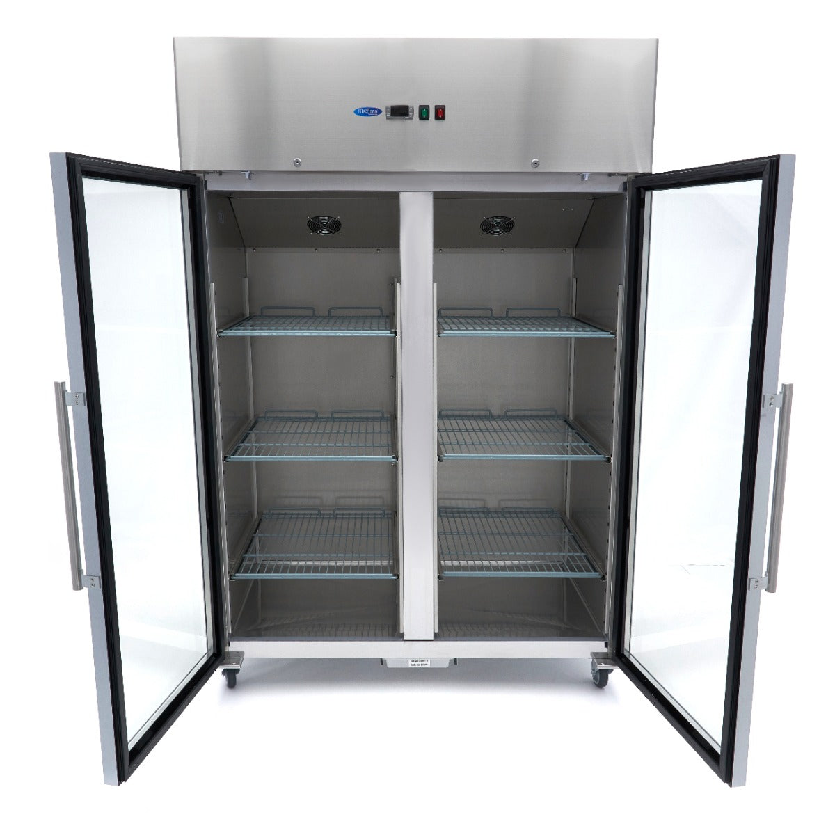 Fryser - 1400L - 6 justerbare hylder (2/1 GN) - Rustfrit stål - med glasdøre