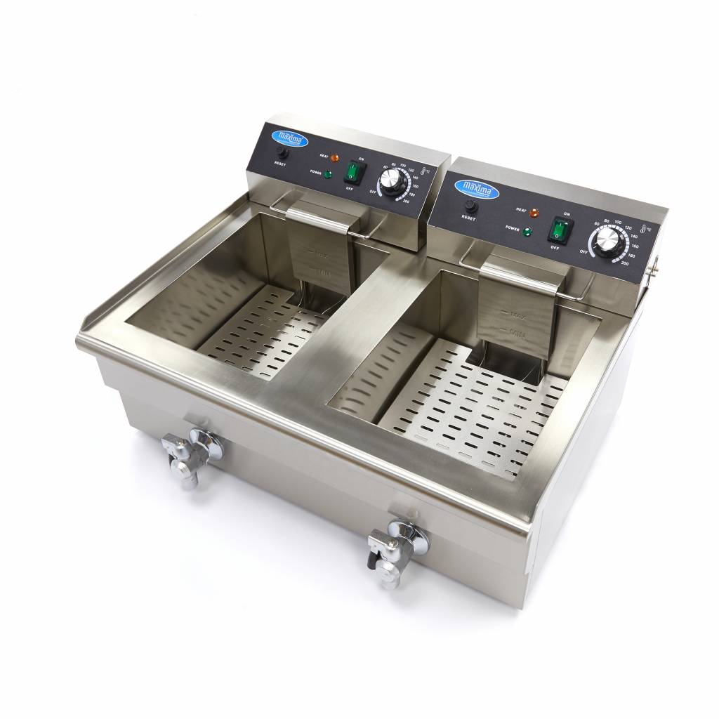 Friture - 2 x 16L - 2 kurve - med aftapningshane (Sommertilbud)