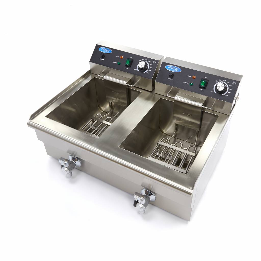 Friture - 2 x 16L - 2 kurve - med aftapningshane (Sommertilbud)