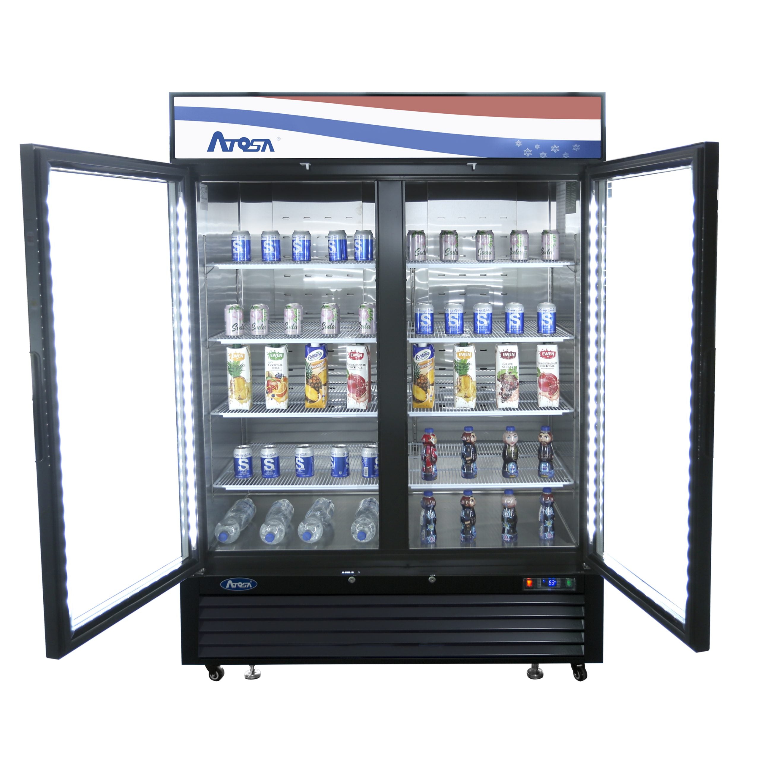 Displaykøleskab - 2 låger - Sort - 922 liter